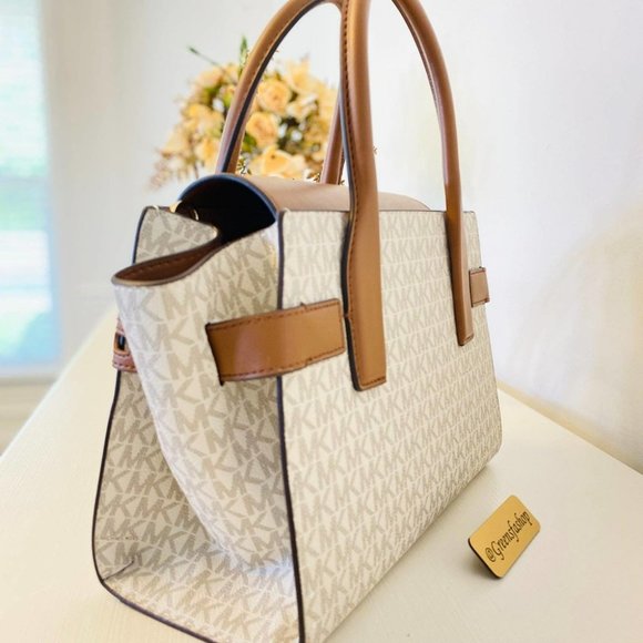 Michael Kors Purse Carmen Medium Flap Satchel shoulder bag vanilla - Picture 3 of 11